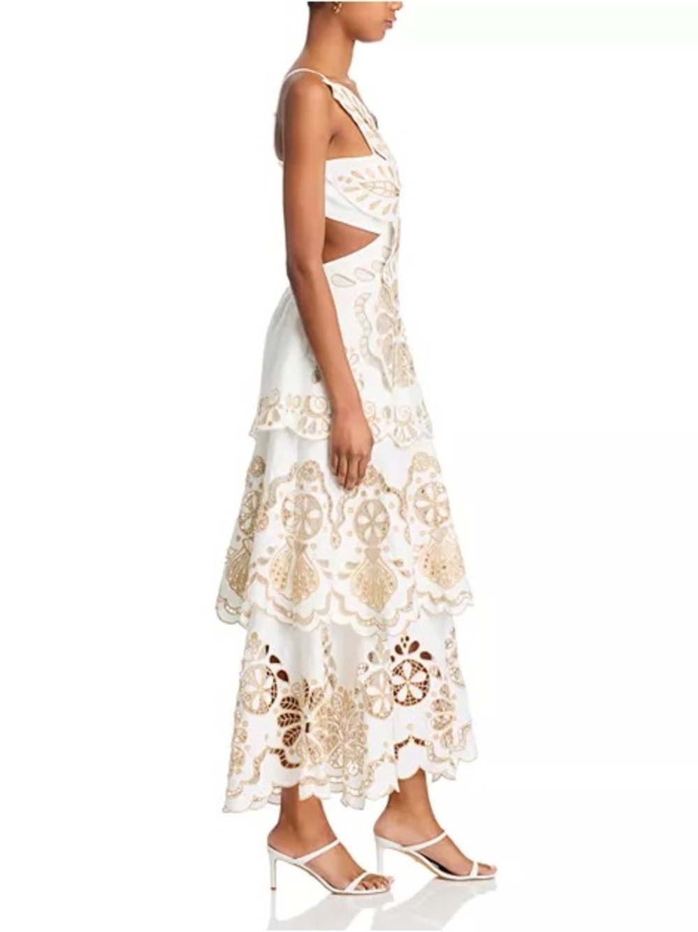 Farm Rio Off-White Flower Richelieu Midi Dress - Picture 5 of 16